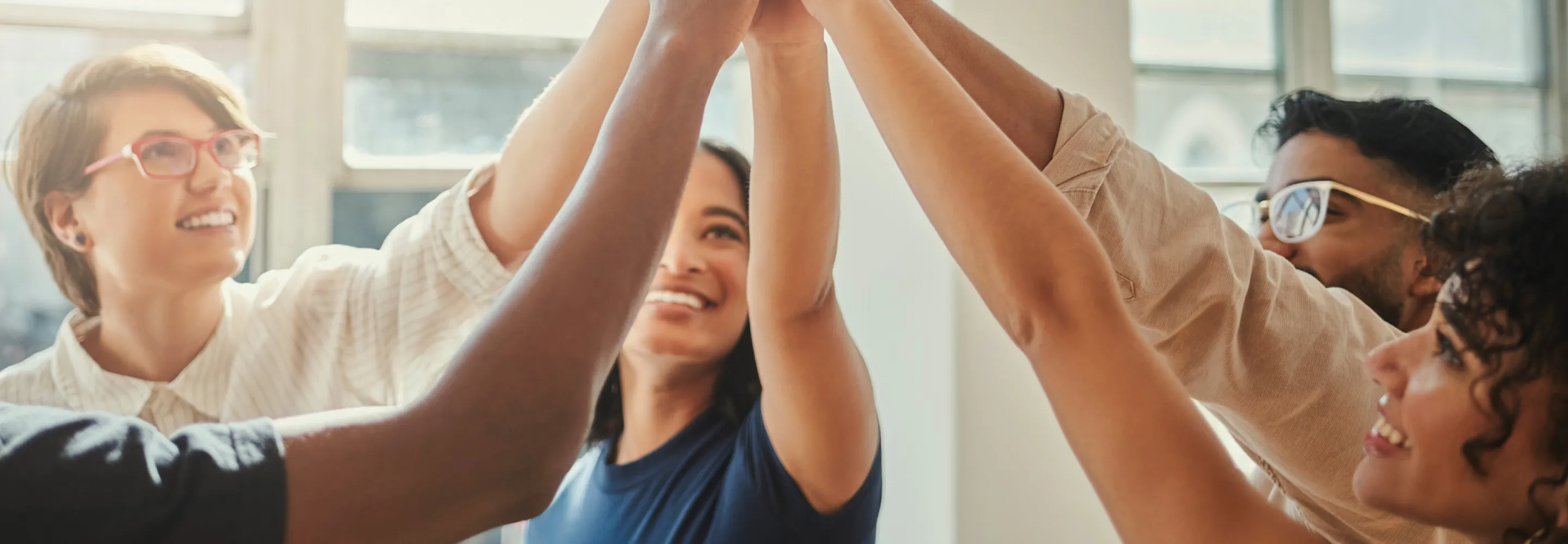 group celebration in a meeting