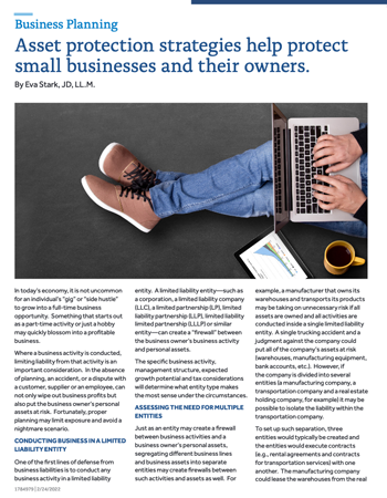 Asset protection strategies help protect small businesses and their owners.