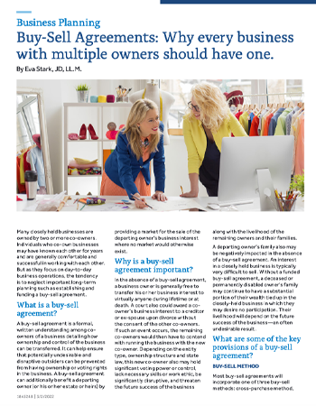 Buy-Sell Agreements: Why every business with multiple owners should have one.