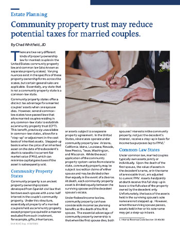 Community property trust may reduce potential taxes for married couples