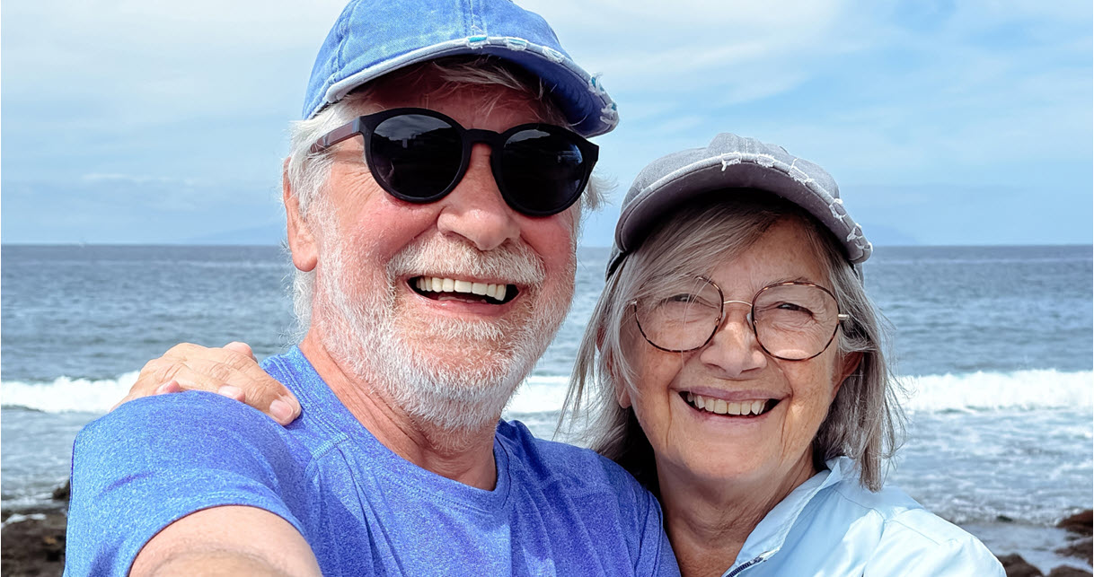 Elderly couple taking a selfie