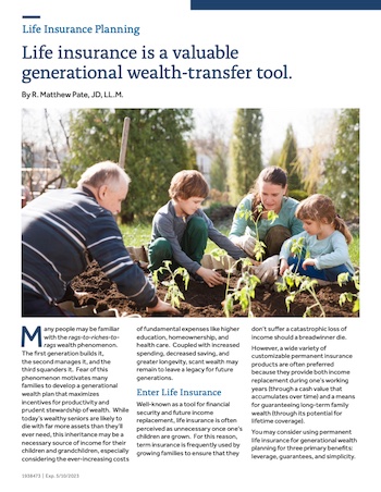 Life insurance is a valuable generational wealth-transfer tool