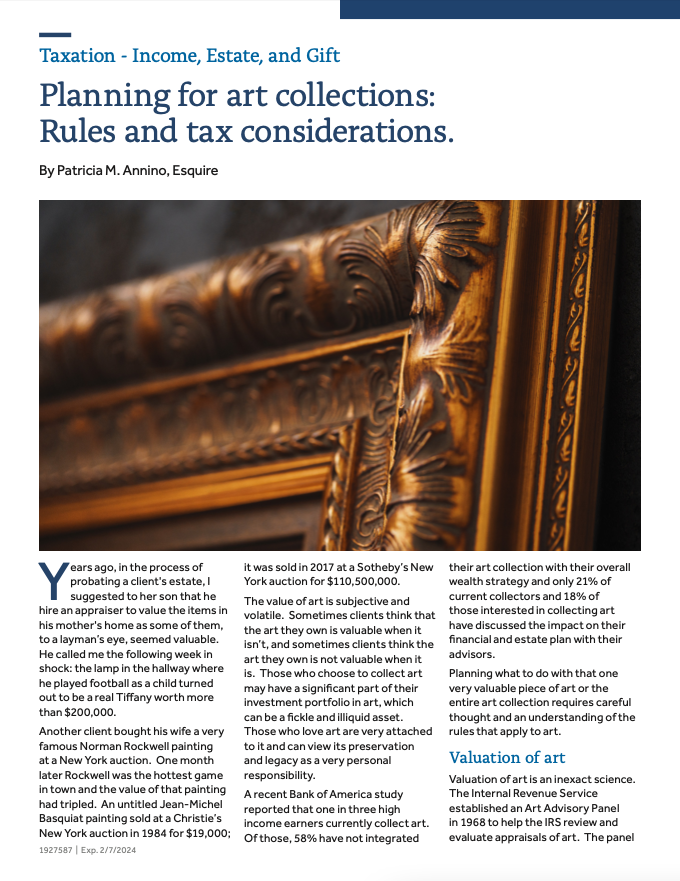 Planning for art collections: Rules and tax considerations
