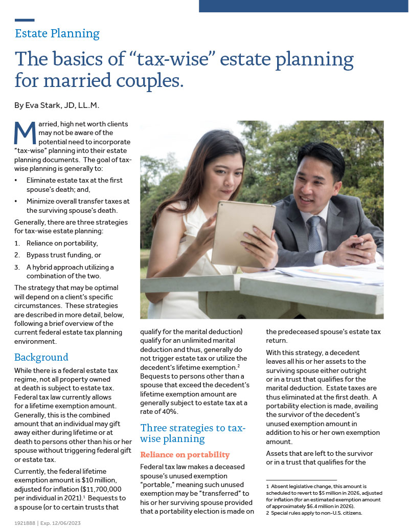 The basics of tax-wise estate planning for married couples