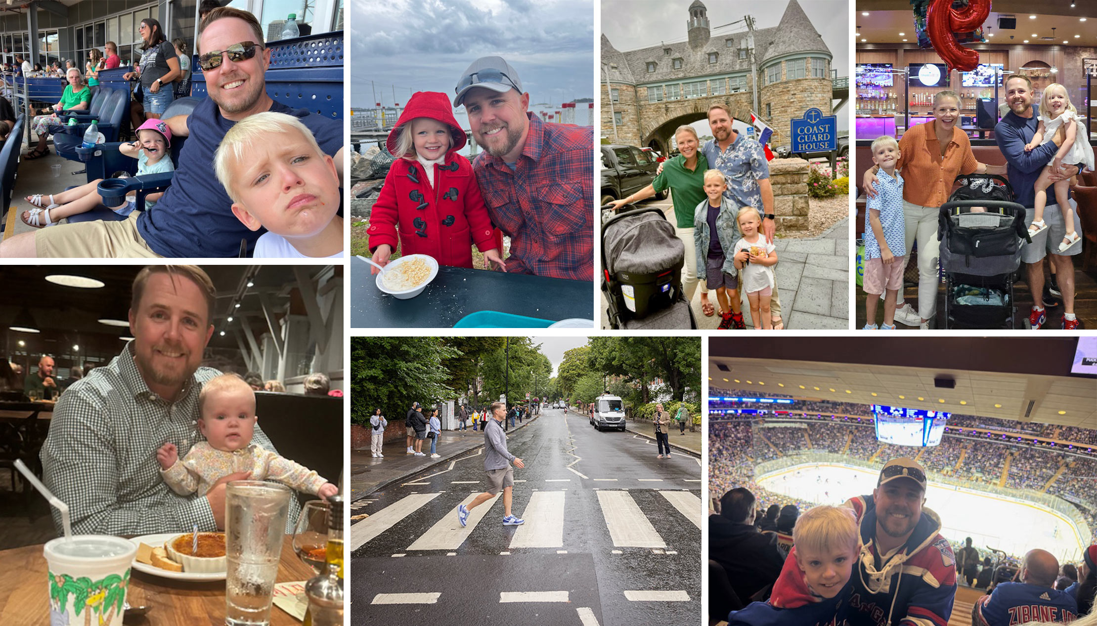 Collage of Mike and his family