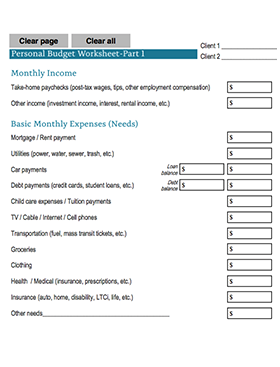 File Thumbnail: Fact Finder Personal Budget