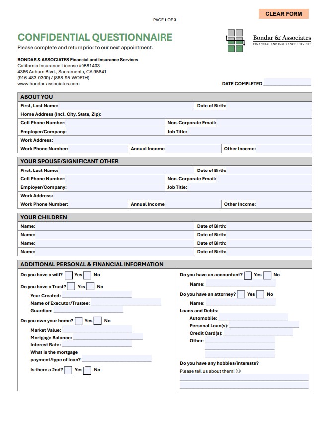 Confidential Questionnaire Worksheet Preview