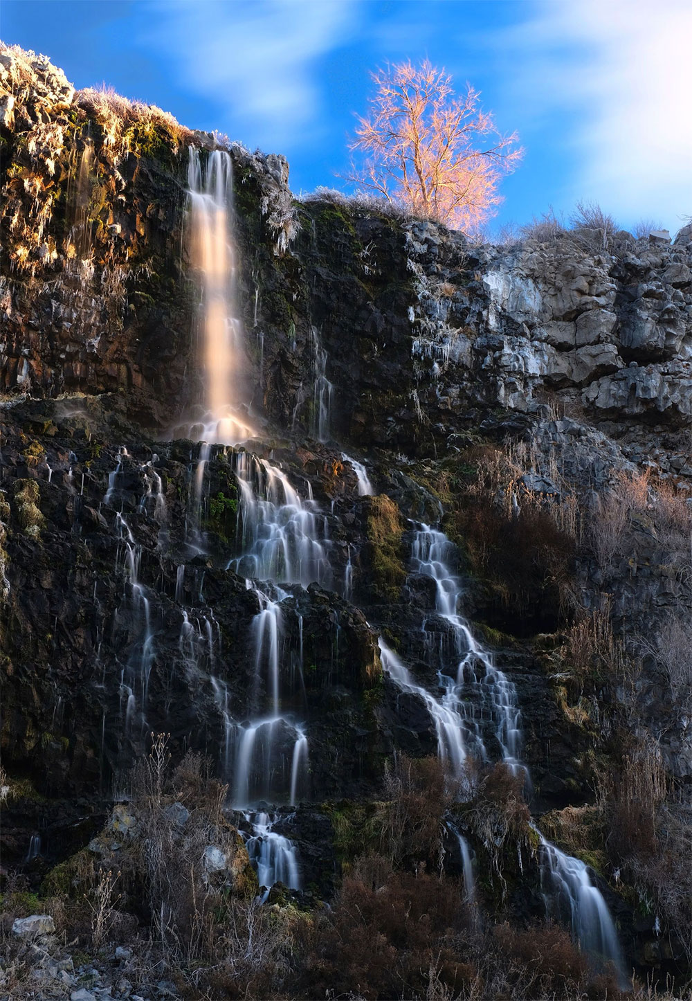 waterfall mountainside