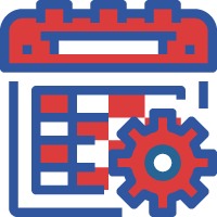 Calendar with gear icon