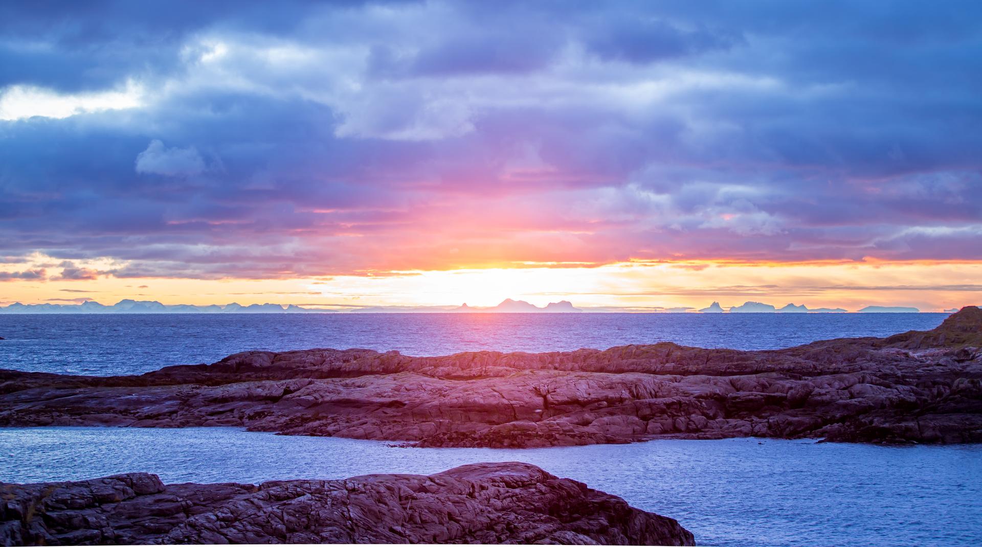 Rocky shore at sunset