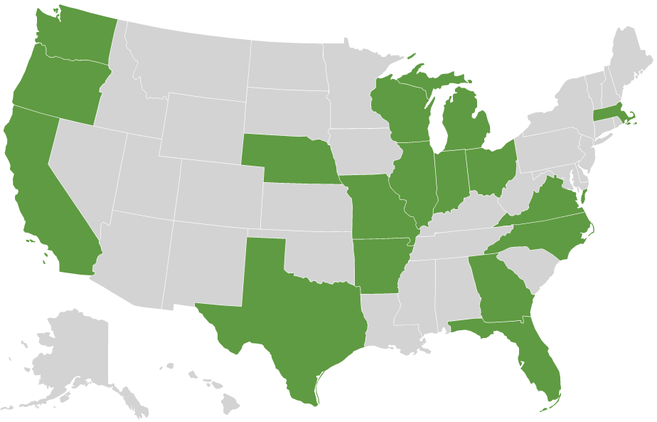 Peterson Where We Do Business map