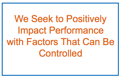 Text: We seek to positively impact performance with factors that can be controlled