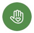 Icon of a hand with a heart in the middle of the palm 