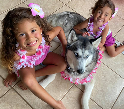 Girls with dog