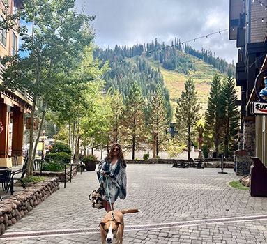 Julia walking dog