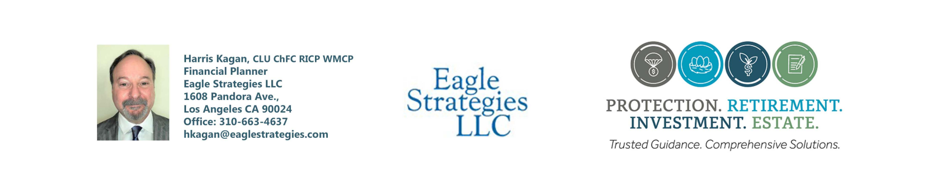 Harris Kagan Masthead with business card and Eagle Strategies