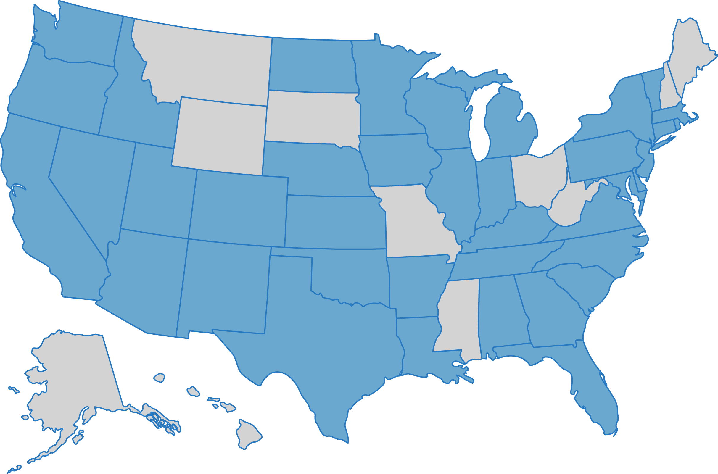 Map of USA where we do business