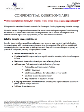 Morris Financial Confidential Questionnaire thumbnail