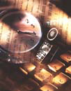 composed image clock, phone, keyboard
