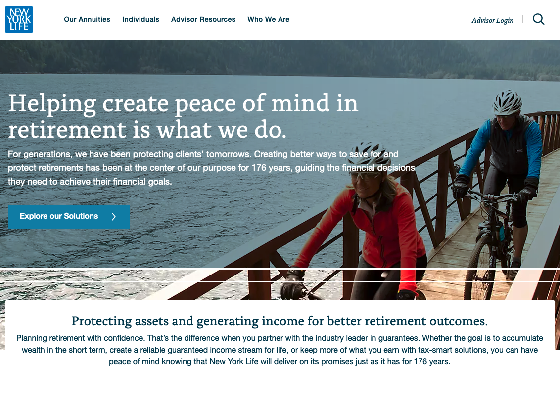 NYL Annuities Homepage Screenshot Image
