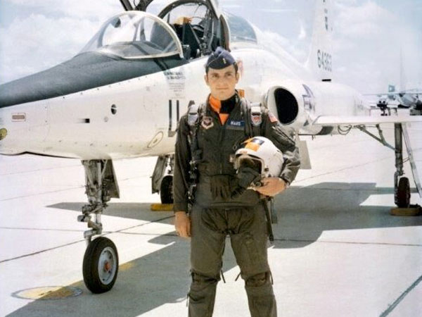 Steve Maus Standing in Front F-5E Tiger Jet Airplane Image