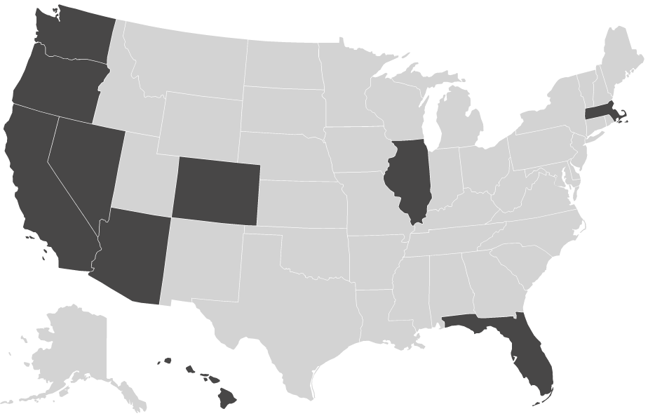 Map of US States Derek Is Licensed In Image