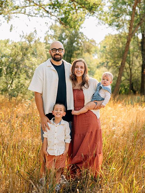 Blake family photo with his wife and two children