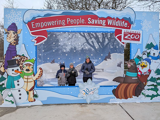 Theresa and her children winter photo op