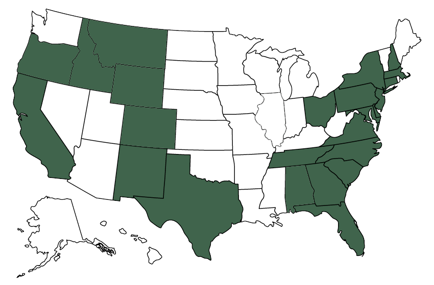 Where We Do Business - US Map of states