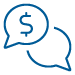 comments dollar icon blue