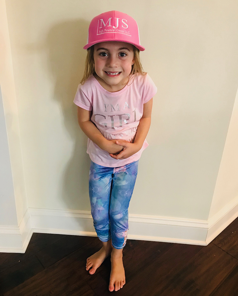 Daughter wearing MJS hat color