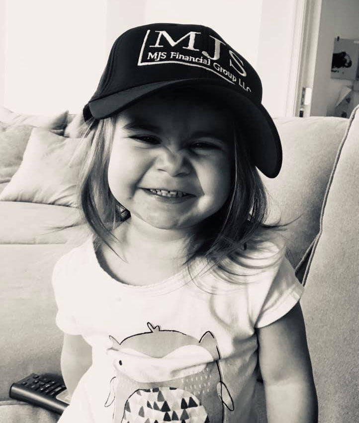Daughter wearing MJS hat black & white