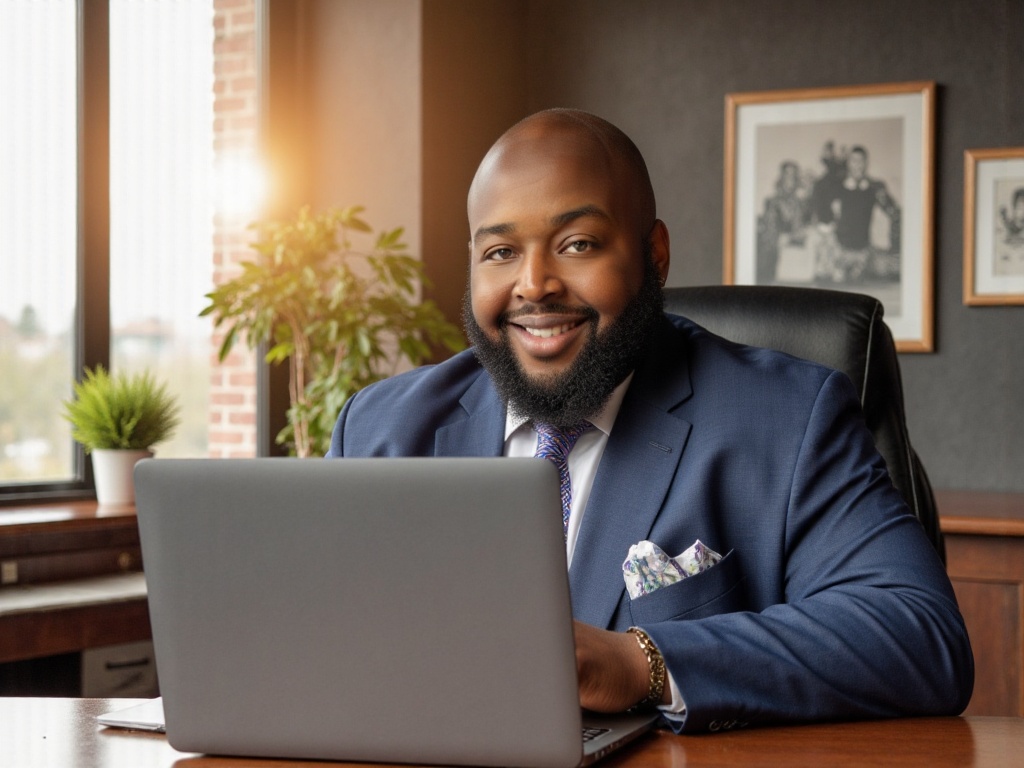 Calvin Sales sitting at a deskCalvin Sales sitting at a desk