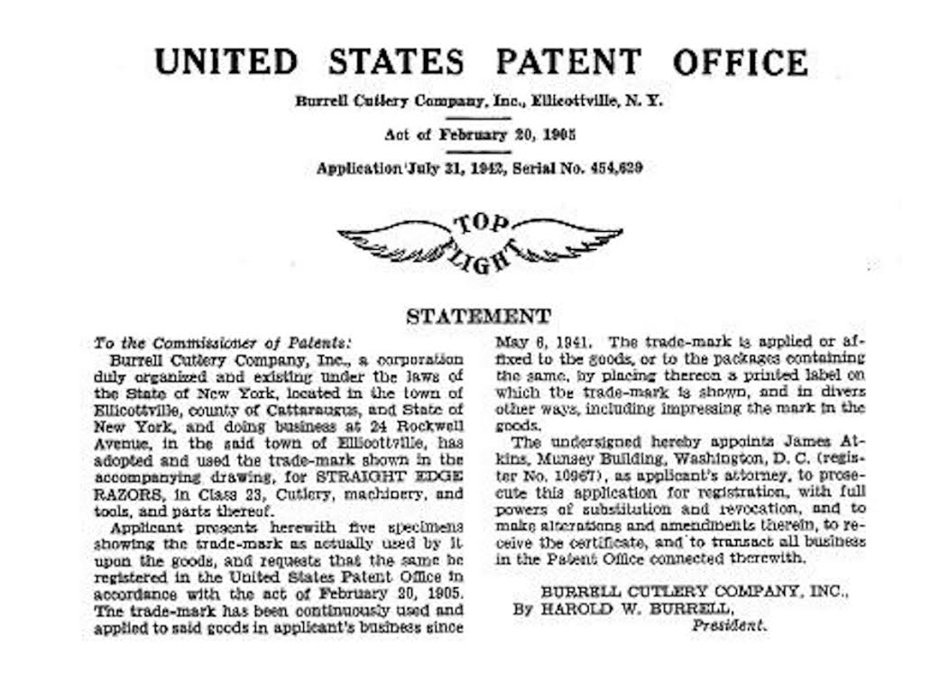 Top Flight/Burrell Cutlery Patent